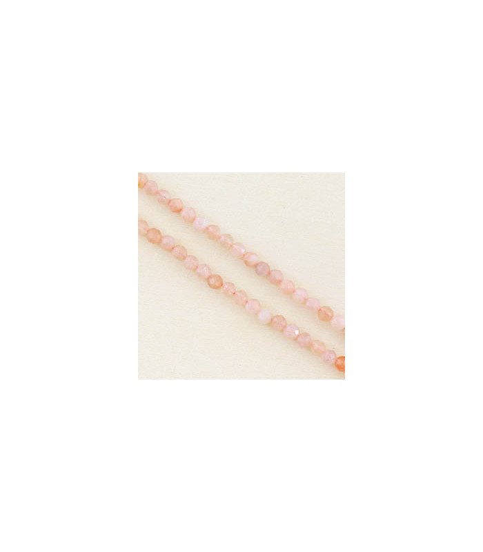 Fil de 38cm en Perles Rondes à Facettes en pierre naturelle - Pierre du Soleil - 3,5x3mm