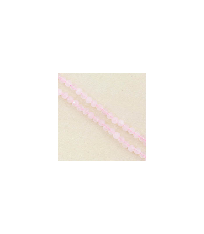 Fil de 38cm en Perles Rondes à Facettes en pierre naturelle - Quartz Rose - 3,5x3mm