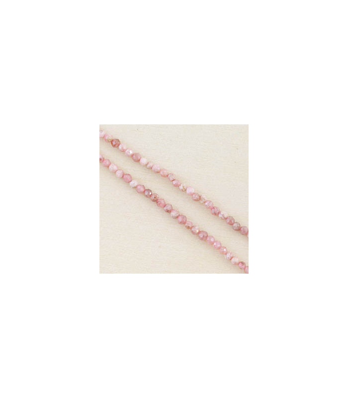 Fil de 38cm en Perles Rondes à Facettes en pierre naturelle - Rhodocrosite - 2,5x2mm