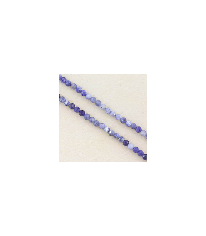 Perles Rondes à Facettes en Sodalite - 3,5x3mm - Fil de 38cm - Pierre naturelle ou Gemme