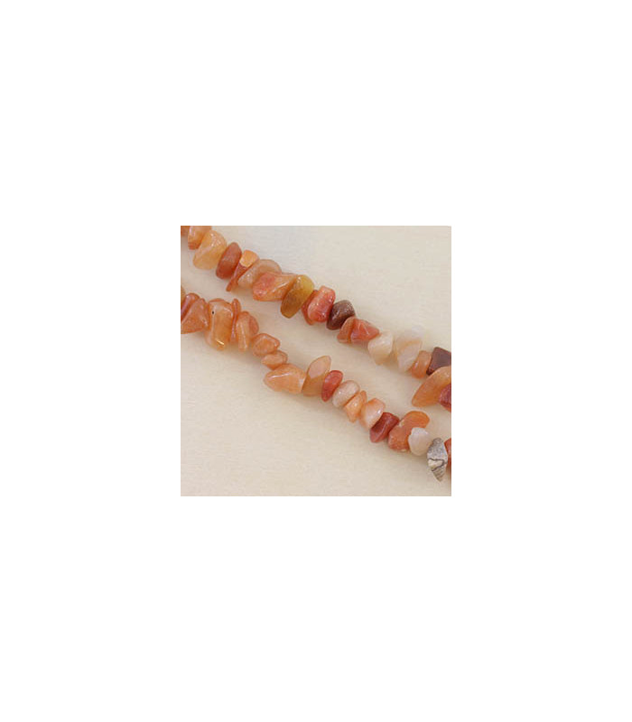Perles Chips en Aventurine Rouge - 5 à 8mm - Fil de 80cm - Pierre naturelle ou Gemme