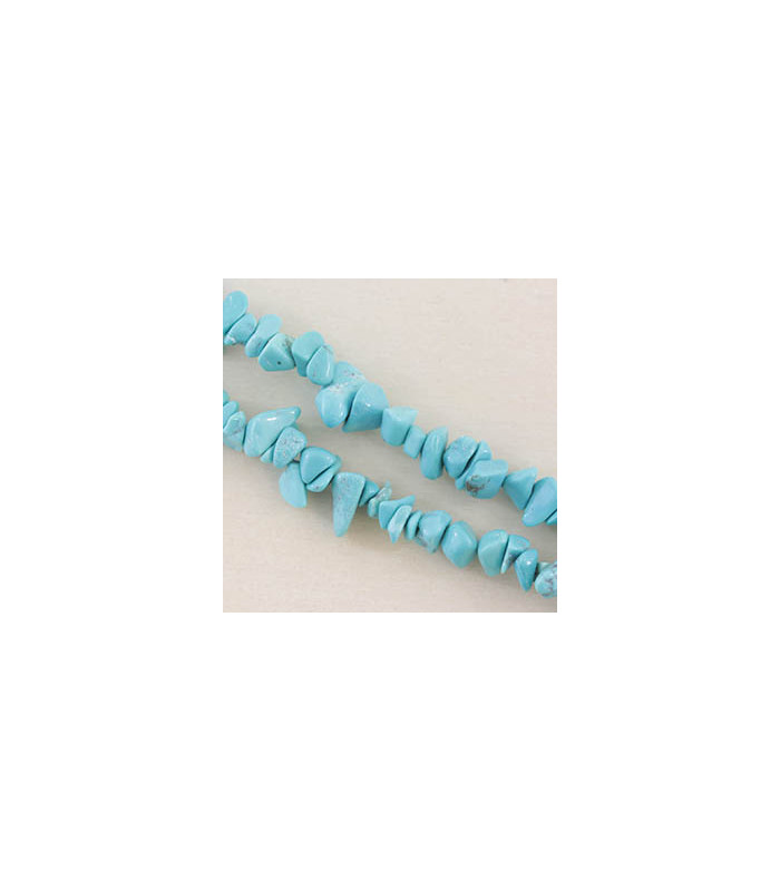 Fil de 80cm en Perles Chips en pierre naturelle - Howlite Bleue synthétique - 5 à 8mm environ