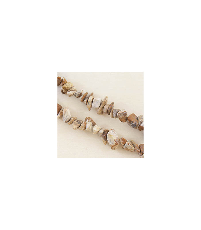 Perles Chips en Jaspe Paysage - 5 à 8mm - Fil de 80cm - Pierre naturelle ou Gemme