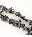 Fil de 80cm en Perles Chips en pierre naturelle - Obsidienne Flocon de Neige - 5 à 8mm environ