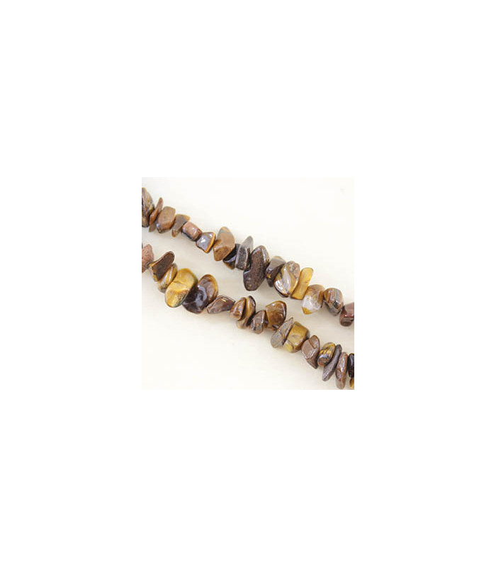 Fil de 80cm en Perles Chips en pierre naturelle - Œil du Tigre - 5 à 8mm environ