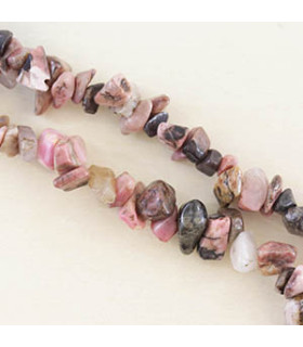 Perles Chips en Rhodonite - 5 à 8mm - Fil de 80cm - Pierre naturelle ou Gemme