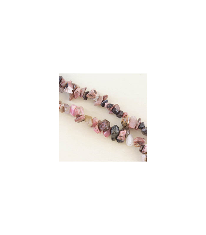 Perles Chips en Rhodonite - 5 à 8mm - Fil de 80cm - Pierre naturelle ou Gemme