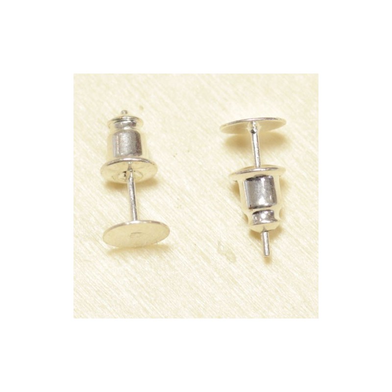 Boucles d'oreilles Puces avec Plateau 6mm - Argenté - La Paire