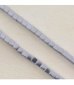 Fil de 38cm en Perles en Hématite Synthétique Galvanisée - Cubes Droits 3x3x3mm - Argenté Foncé