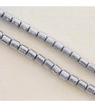 Fil de 38cm en Perles en Hématite Synthétique Galvanisée - Cylindres 5x4mm - Argenté Foncé