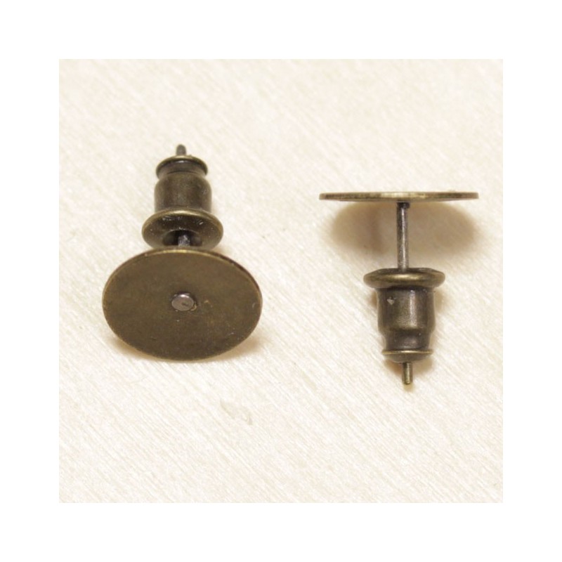 Boucles d'oreilles Puces avec Plateau 10mm - Bronze - La Paire