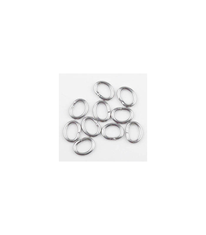 Anneaux de jonction Ovales 4x5x0,8mm - Acier inoxydable - Argenté foncé - Lot de 50