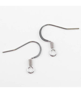 Boucles d'oreilles Hameçons Plats en Acier Inoxydable 15mm - Argenté Foncé - La Paire