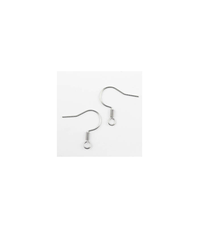 Boucles d'oreilles Hameçons en Acier Inoxydable 17mm - Argenté Foncé - La Paire