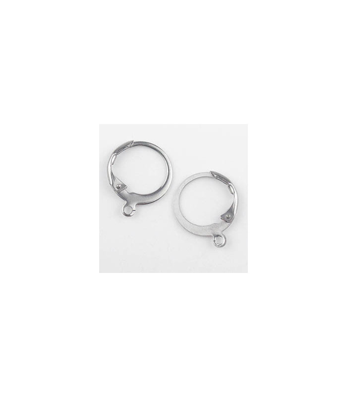 Boucles d'oreilles Créoles Rondes 14,5x12mm - Argenté Foncé - La Paire