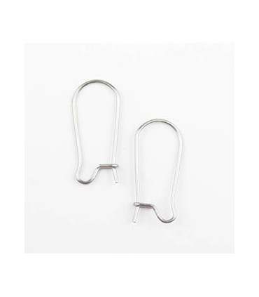 Boucles d'oreilles Grandes Dormeuses en Acier Inoxydable 20x11mm - Argenté Foncé - La Paire