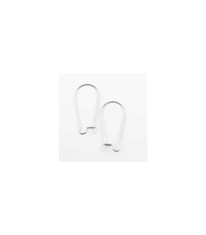 Boucles d'oreilles Grandes Dormeuses en Acier Inoxydable 25x11mm - Argenté Foncé - La Paire