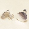 Boucles d'oreilles Puces Décoratives en Plaqué Argenté qualité Supérieure - Rondes 12mm - Effet strié - Argenté Foncé- La Paire