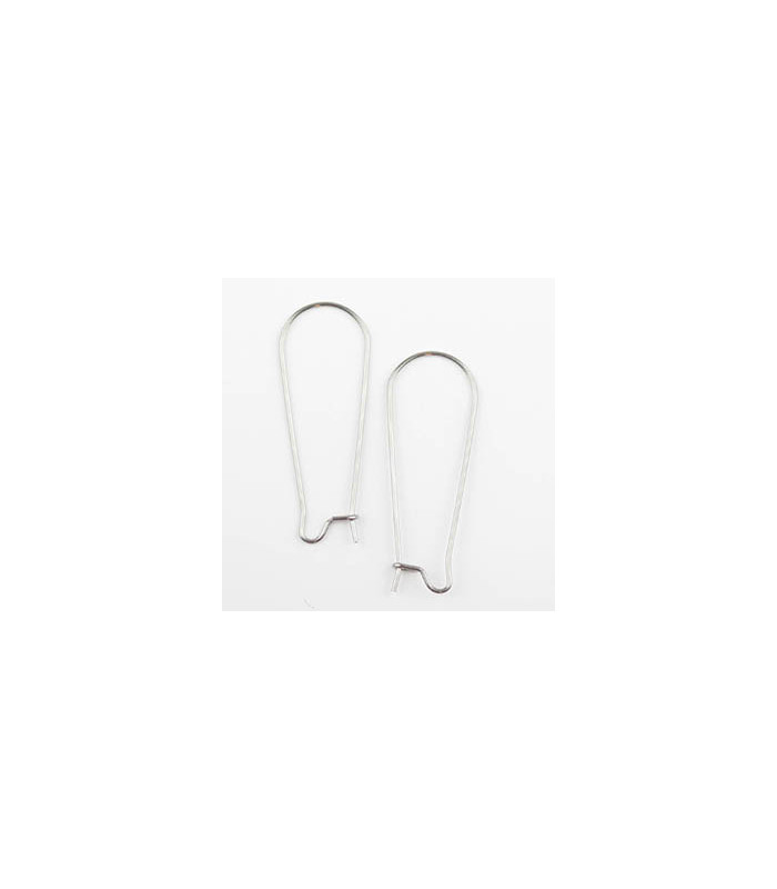 Boucles d'oreilles Grandes Dormeuses en Acier Inoxydable 33x12mm - Argenté Foncé - La Paire