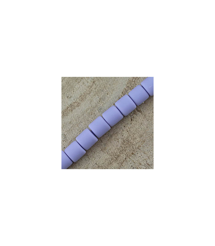 Perles Cylindres 6x6,2mm en pâte polymère style HEISHI - Au fil - Bleu Pervenche