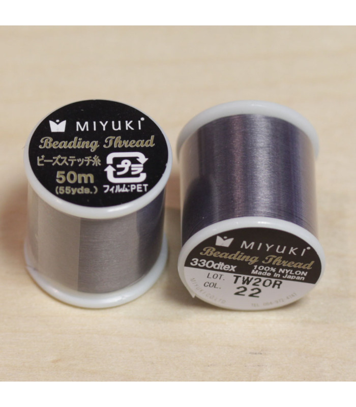 Fil Miyuki - Bobine de 50m - 0,27mm - Gris Foncé - 22