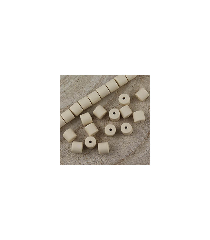 Perles Cylindre 6x6,2mm en pâte polymère style HEISHI - Au fil - Beige Vanille