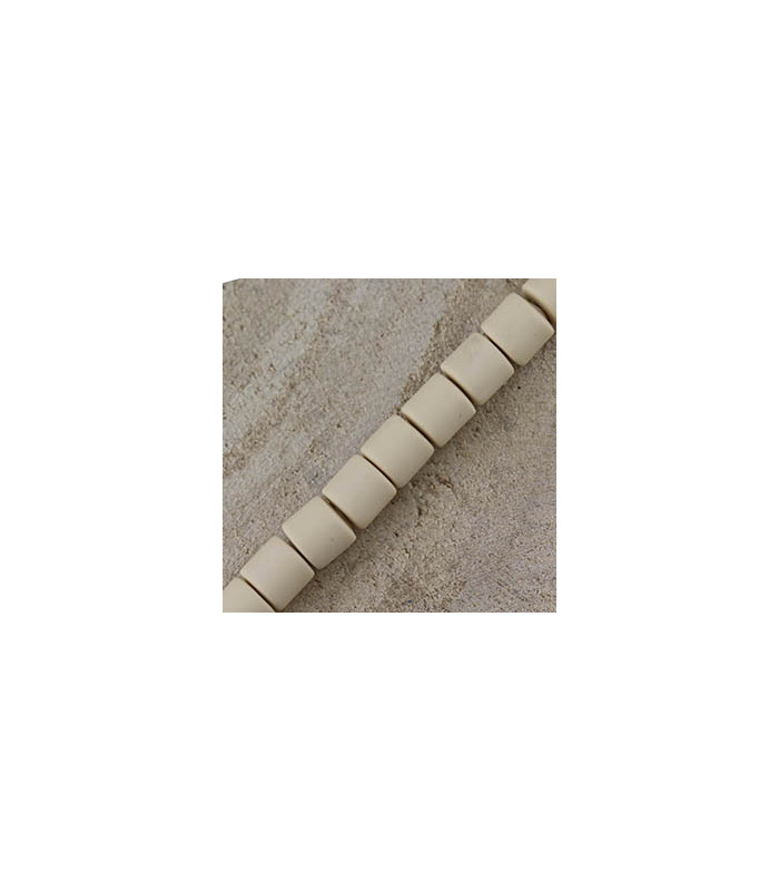 Perles Cylindre 6x6,2mm en pâte polymère style HEISHI - Au fil - Beige Vanille