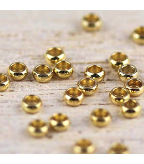 Perles à Ecraser 2x1mm Trou de 1mm - Acier inoxydable - Doré - Lot de 20