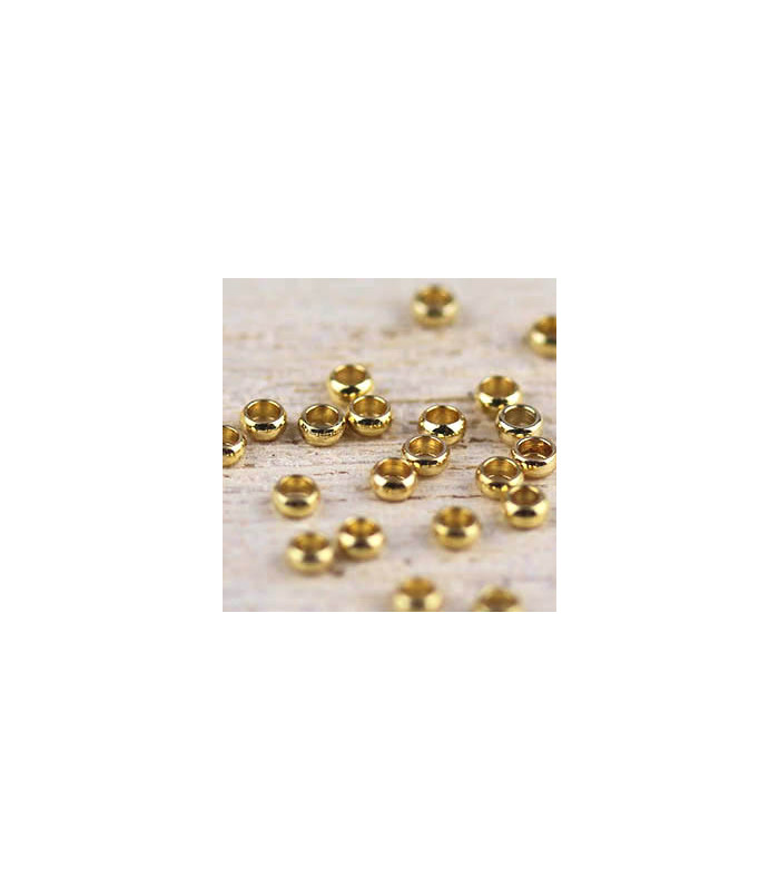 Perles à Ecraser 2x1mm Trou de 1mm - Acier inoxydable - Doré - Lot de 20