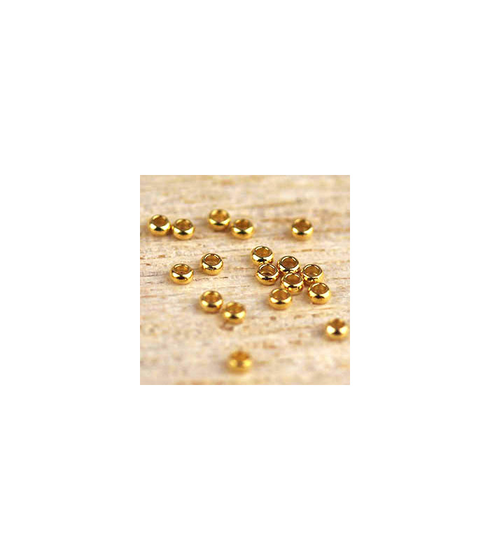 Perles à Ecraser 1,5x0,8mm Trou de 0,8mm - Acier inoxydable - Doré - Lot de 20