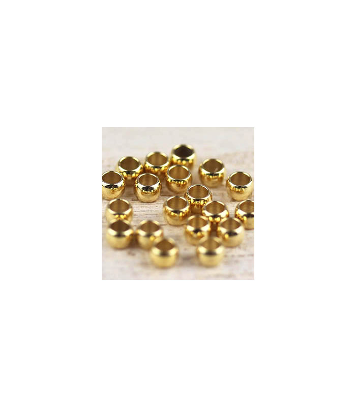 Perles à Ecraser 3x2mm Trou de 1,8mm - Acier inoxydable - Doré - Lot de 20