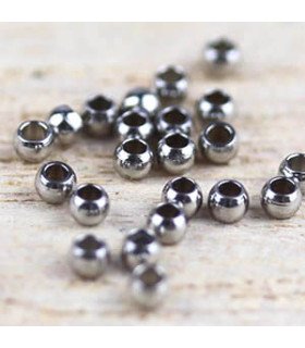 Perles à Ecraser 2x1mm Trou de 1mm - Acier inoxydable - Argenté Foncé - Lot de 20