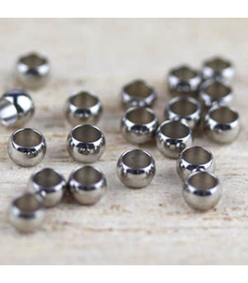 Perles à Ecraser 3x2mm Trou de 1,8mm - Acier inoxydable - Argenté Foncé - Lot de 20