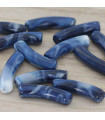 Perle tube incurvée en Acrylique 31x9,5mm - Bleu Marine effet marbré