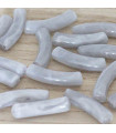 Perle tube incurvée en Acrylique 31x9,5mm - Gris Souris effet marbré