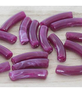 Perle tube incurvée en Acrylique 31x9,5mm - Violet effet marbré