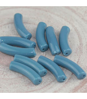 Perle tube incurvée en Acrylique 32x9,5mm - Bleu de Prusse