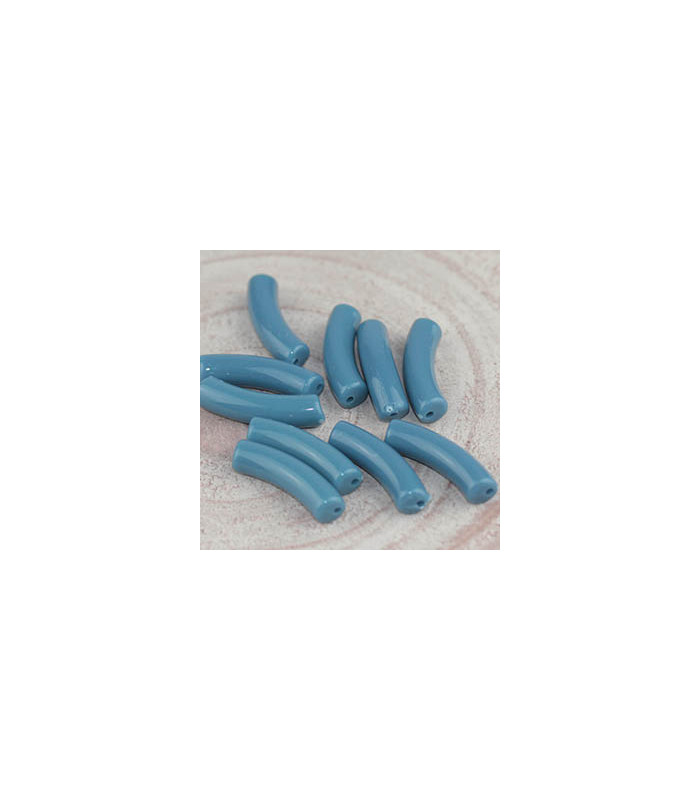 Perle tube incurvée en Acrylique 32x9,5mm - Bleu de Prusse