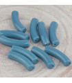 Perle tube incurvée en Acrylique 32x9,5mm - Bleu de Prusse