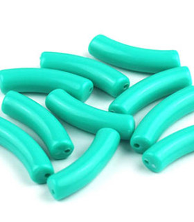 Perle tube incurvée en Acrylique 32x9,5mm - Bleu Tiffany