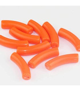 Perle tube incurvée en Acrylique 32x9,5mm - Orange