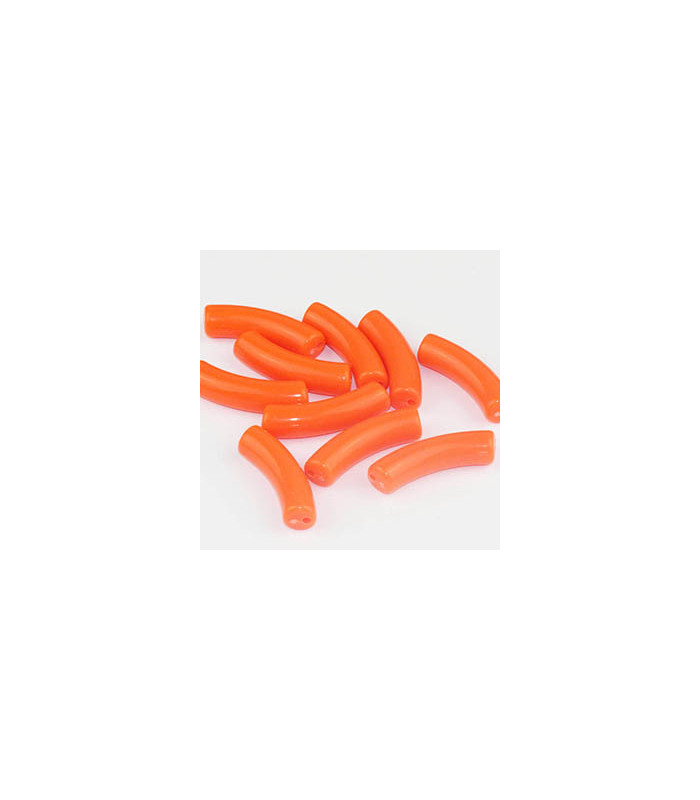 Perle tube incurvée en Acrylique 32x9,5mm - Orange