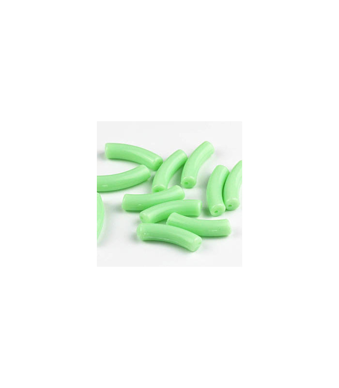 Perle tube incurvée en Acrylique 32x9,5mm - Vert d'Eau