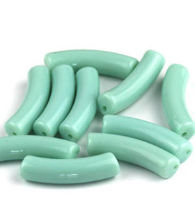 Perle tube incurvée en Acrylique 32x9,5mm - Vert Opaline