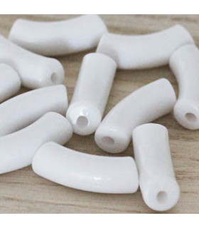 Perle Tube Incurvée en Acrylique 34,5x11mm - Blanc