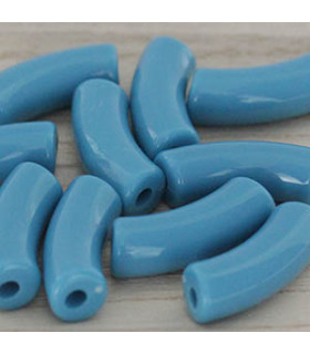 Perle Tube Incurvée en Acrylique 34,5x11mm - Bleu Lagon