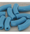 Perle Tube Incurvée en Acrylique 34,5x11mm - Bleu Lagon