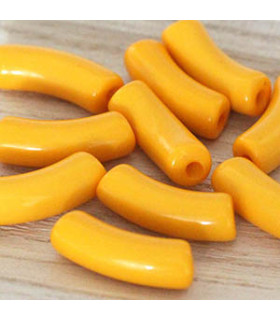 Perle Tube Incurvée en Acrylique 34,5x11mm - Jaune Aurore