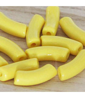Perle Tube Incurvée en Acrylique 34,5x11mm - Jaune Mimosa