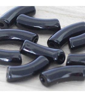 Perle Tube Incurvée en Acrylique 34,5x11mm - Noir